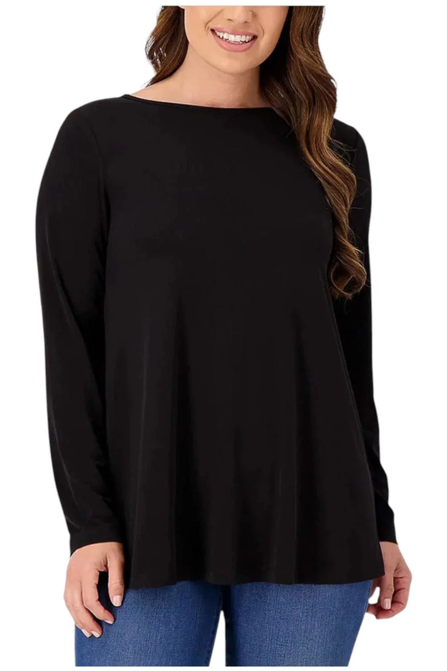 Susan Graver Modern Essentials Liquid Knit Tunic Black - Regular